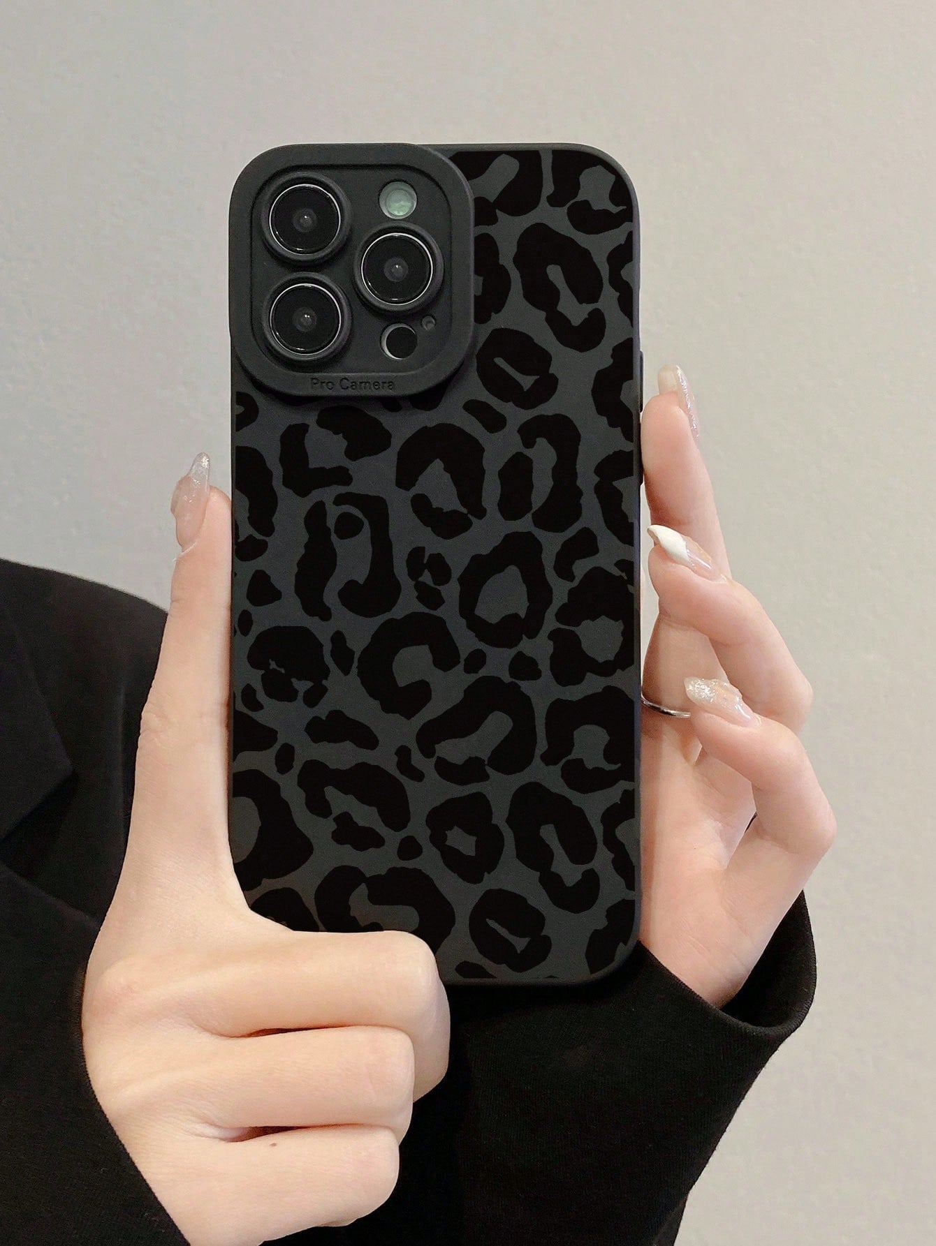 Zazumi 1pc Black Leopard Print Full Coverage Phone Case Compatible With IPhone 16/15 Pro Max/15 Pro/15/14/13/12/11, IPhone 13 Pro/14 Pro Max, Series