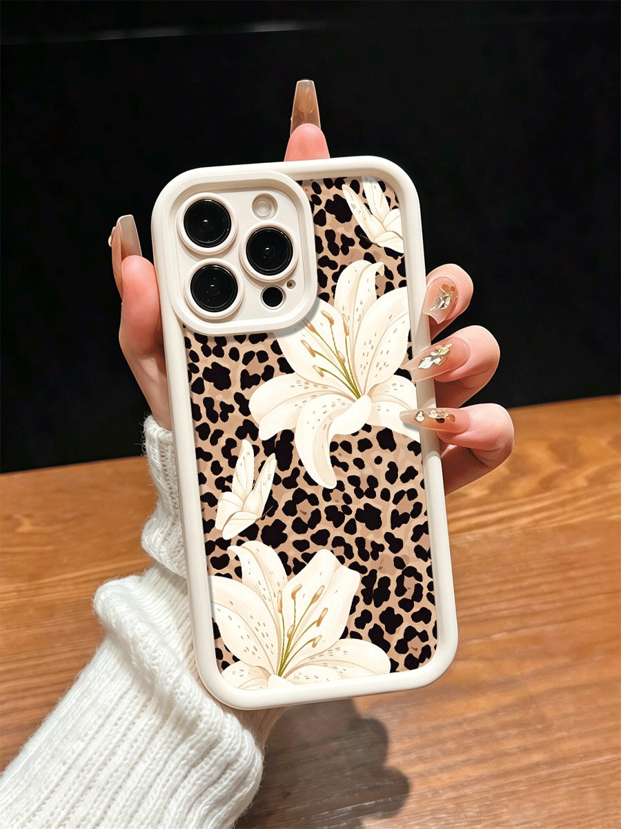 Zazumi 1pc Black Leopard Print Full Coverage Phone Case Compatible With IPhone 16/15 Pro Max/15 Pro/15/14/13/12/11, IPhone 13 Pro/14 Pro Max, Series