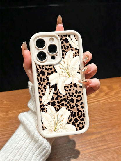 Zazumi 1pc Black Leopard Print Full Coverage Phone Case Compatible With IPhone 16/15 Pro Max/15 Pro/15/14/13/12/11, IPhone 13 Pro/14 Pro Max, Series