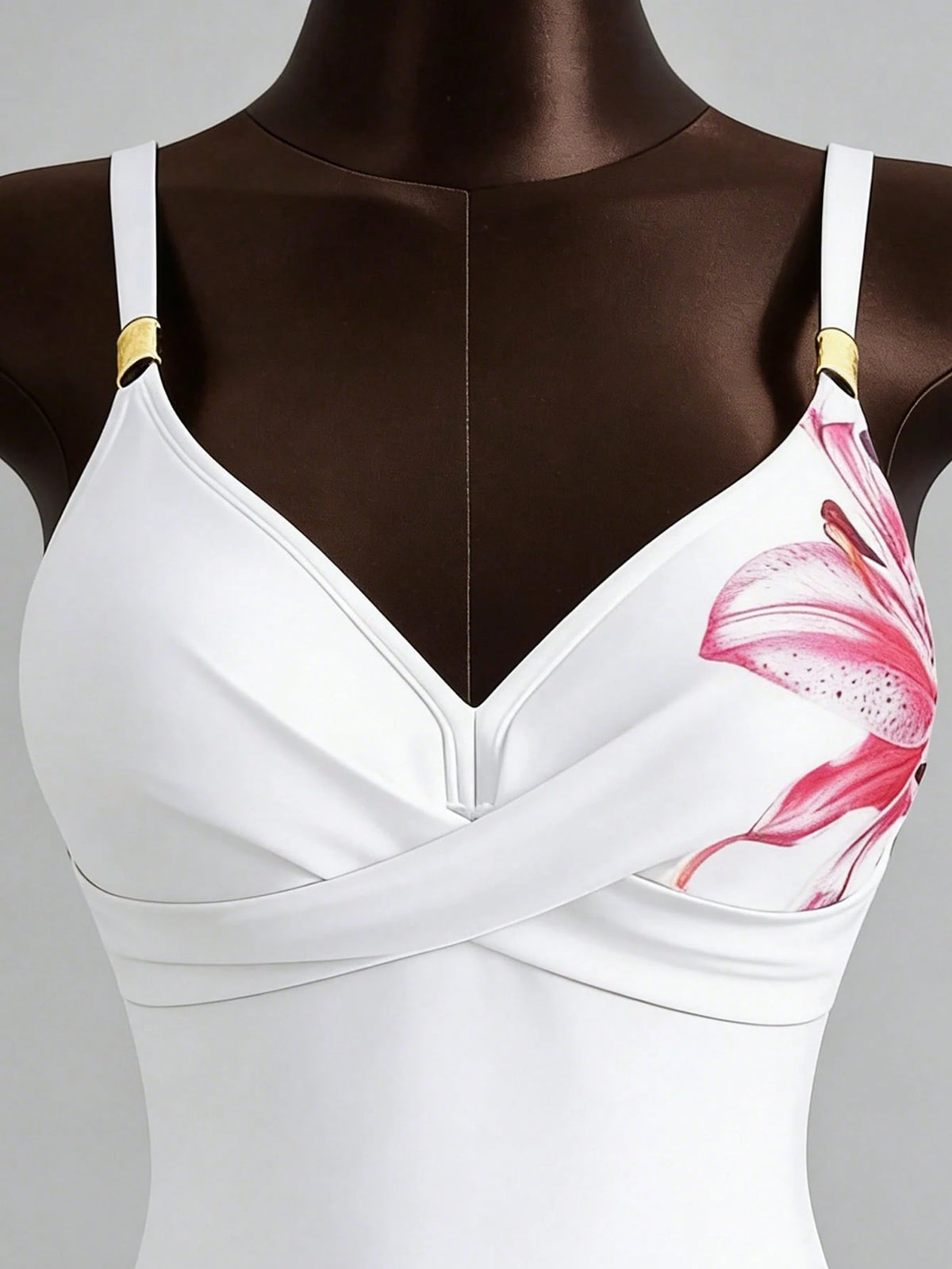 Zestiva Hot Selling Spring/Summer Beach Vacation Adjustable Strap Metal Accessory Floral Print Swimsuit 2 Pieces Set (Strap + Triangle Bottoms)