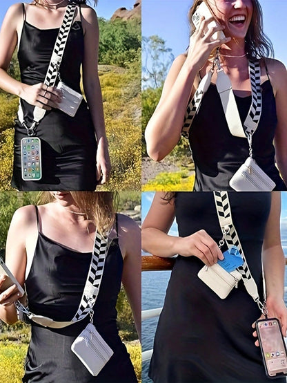 Zipper Pocket Phone Lanyard, Anti-Drop Phone Case, With Zipper Lanyard, Card Slots, Adjustable Crossbody Phone Lanyard, Crossbody Phone Lanyard, Can Be Worn On Shoulder Or Wrist. Gift For Mother, Fami