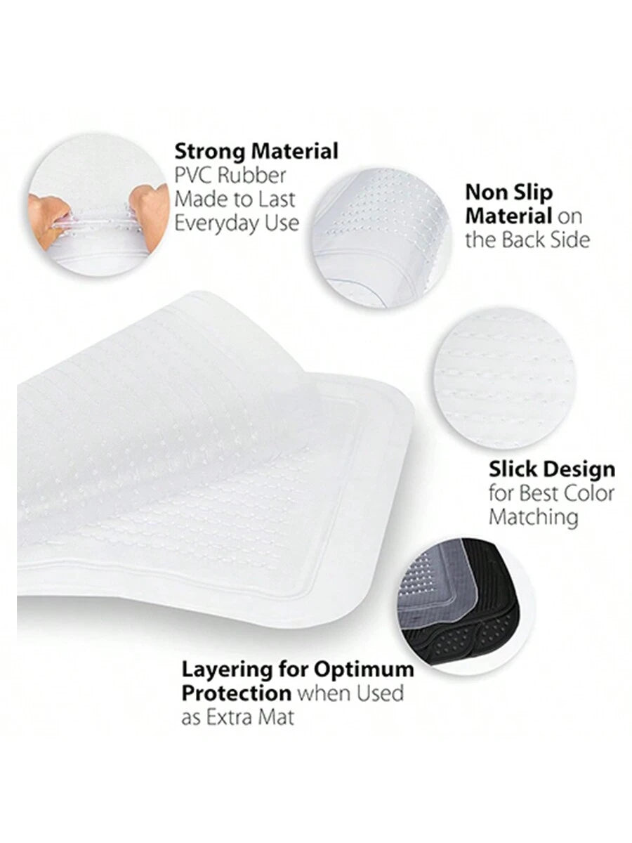 Zone Tech All Weather Full Rubber Clear Car Interior Floor Mats – 4-Piece Set Clear Heavy Duty Car Interior Floor Mats