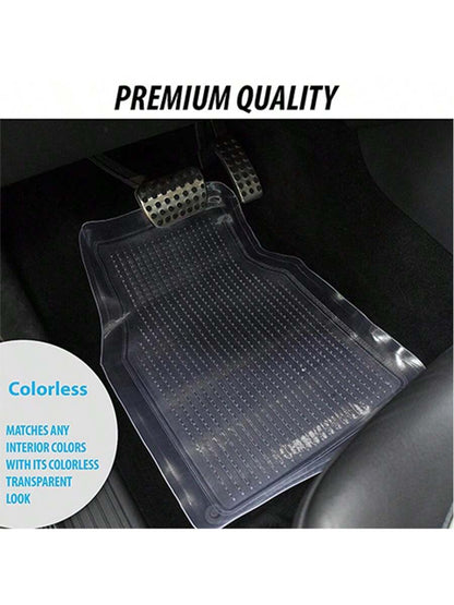 Zone Tech All Weather Full Rubber Clear Car Interior Floor Mats – 4-Piece Set Clear Heavy Duty Car Interior Floor Mats