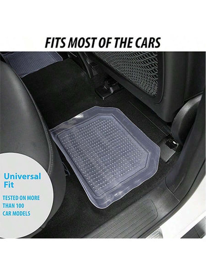 Zone Tech All Weather Full Rubber Clear Car Interior Floor Mats – 4-Piece Set Clear Heavy Duty Car Interior Floor Mats