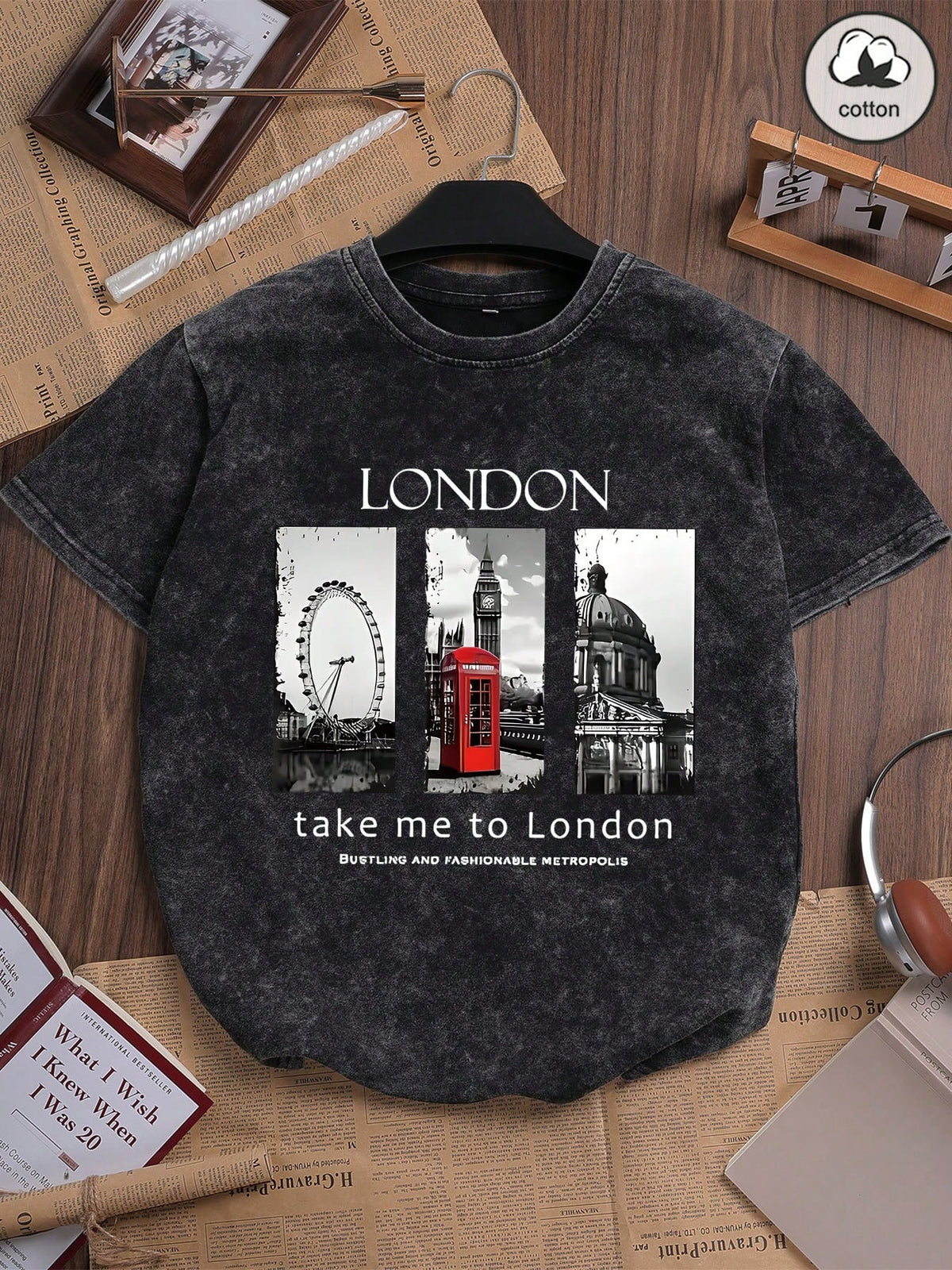 ZZG Cotton Summer Women's Casual Funny Print Graphic Tee, Korean Retro Chic Street Style Y2K Commuter, Niche Punk Black Round Neck Short Sleeve Washed T-Shirt